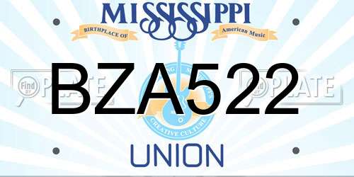 BZA522 Mississippi License Plate