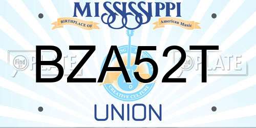 BZA52T Mississippi License Plate