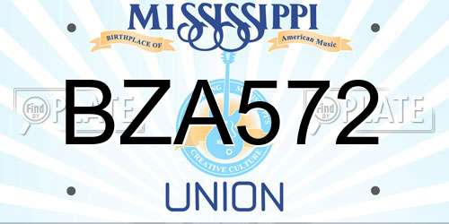 BZA572 Mississippi License Plate