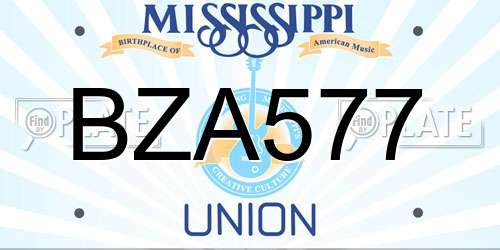 BZA577 Mississippi License Plate