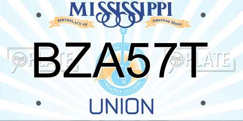 BZA57T Mississippi License Plate