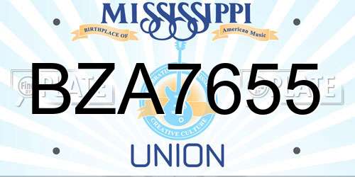 BZA7655 Mississippi License Plate