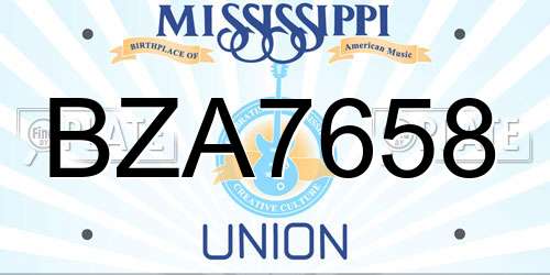 BZA7658 Mississippi License Plate