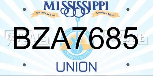BZA7685 Mississippi License Plate