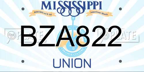 BZA822 Mississippi License Plate