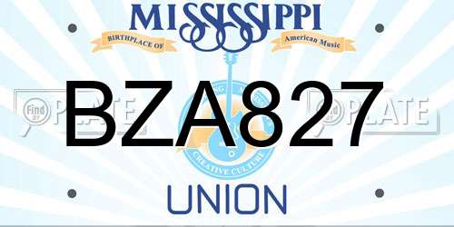 BZA827 Mississippi License Plate