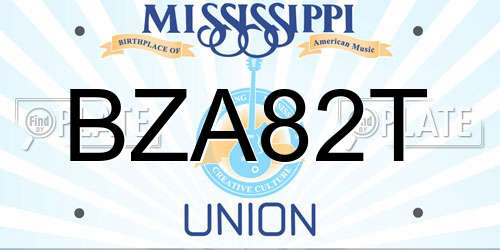 BZA82T Mississippi License Plate