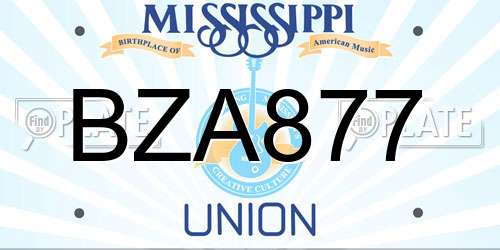 BZA877 Mississippi License Plate