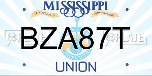 BZA87T Mississippi License Plate