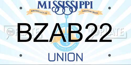 BZAB22 Mississippi License Plate