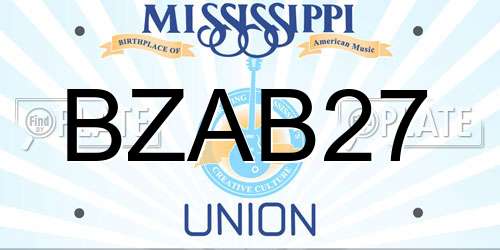 BZAB27 Mississippi License Plate
