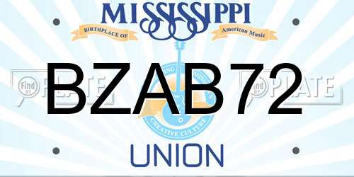 BZAB72 Mississippi License Plate