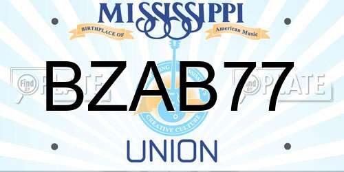 BZAB77 Mississippi License Plate