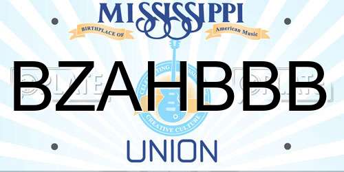 BZAHBBB Mississippi License Plate