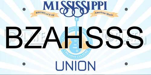 BZAHSSS Mississippi License Plate