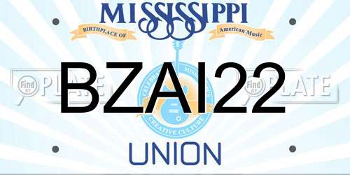 BZAI22 Mississippi License Plate