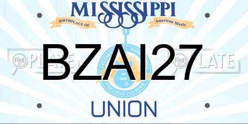 BZAI27 Mississippi License Plate
