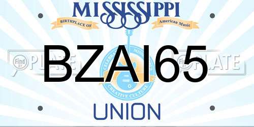 BZAI65 Mississippi License Plate