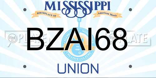 BZAI68 Mississippi License Plate