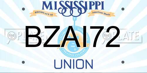 BZAI72 Mississippi License Plate