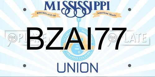 BZAI77 Mississippi License Plate