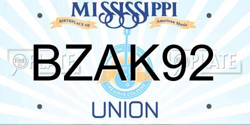 BZAK92 Mississippi License Plate