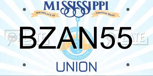 BZAN55 Mississippi License Plate