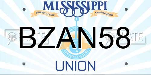 BZAN58 Mississippi License Plate