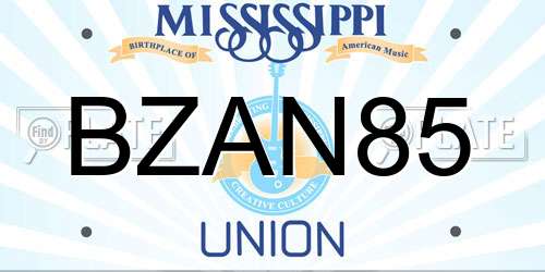 BZAN85 Mississippi License Plate
