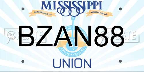 BZAN88 Mississippi License Plate