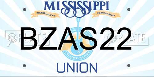 BZAS22 Mississippi License Plate