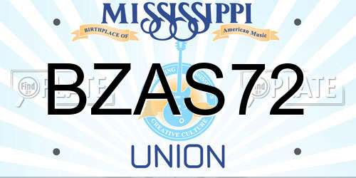 BZAS72 Mississippi License Plate