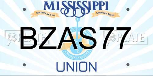 BZAS77 Mississippi License Plate