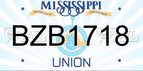 BZB1718 Mississippi License Plate