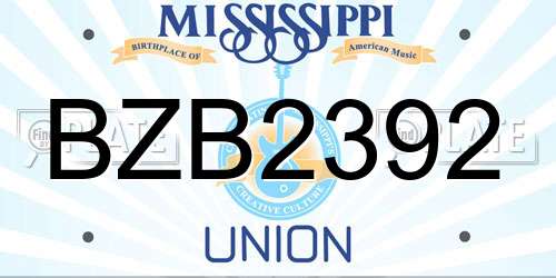 BZB2392 Mississippi License Plate