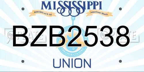 BZB2538 Mississippi License Plate