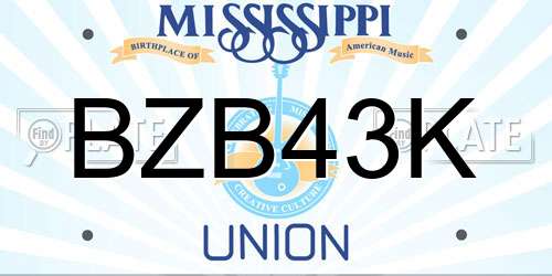BZB43K Mississippi License Plate
