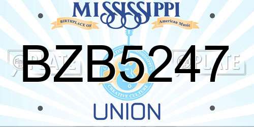 BZB5247 Mississippi License Plate