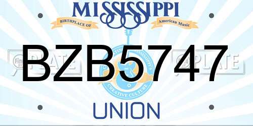 BZB5747 Mississippi License Plate