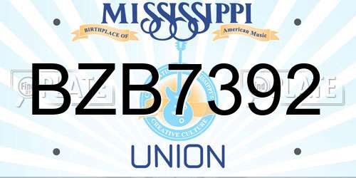 BZB7392 Mississippi License Plate