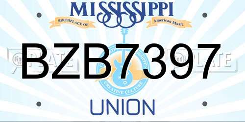 BZB7397 Mississippi License Plate