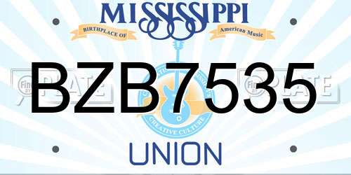 BZB7535 Mississippi License Plate
