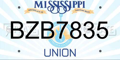 BZB7835 Mississippi License Plate