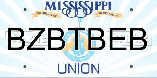 BZBTBEB Mississippi License Plate