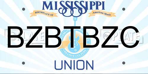 BZBTBZC Mississippi License Plate
