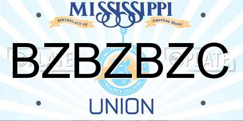 BZBZBZC Mississippi License Plate