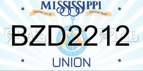 BZD2212 Mississippi License Plate