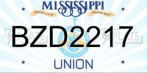 BZD2217 Mississippi License Plate