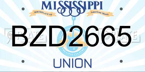 BZD2665 Mississippi License Plate