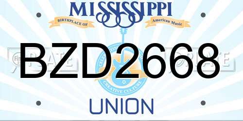 BZD2668 Mississippi License Plate